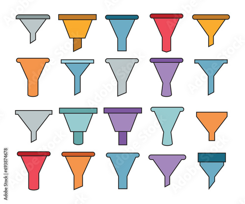 funnel tool icons set vector illustration
