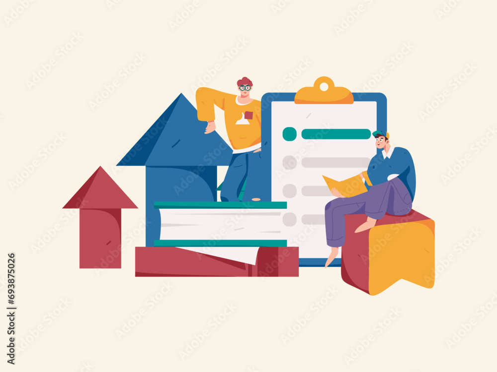 Education and learning people flat vector concept hand drawn illustration
