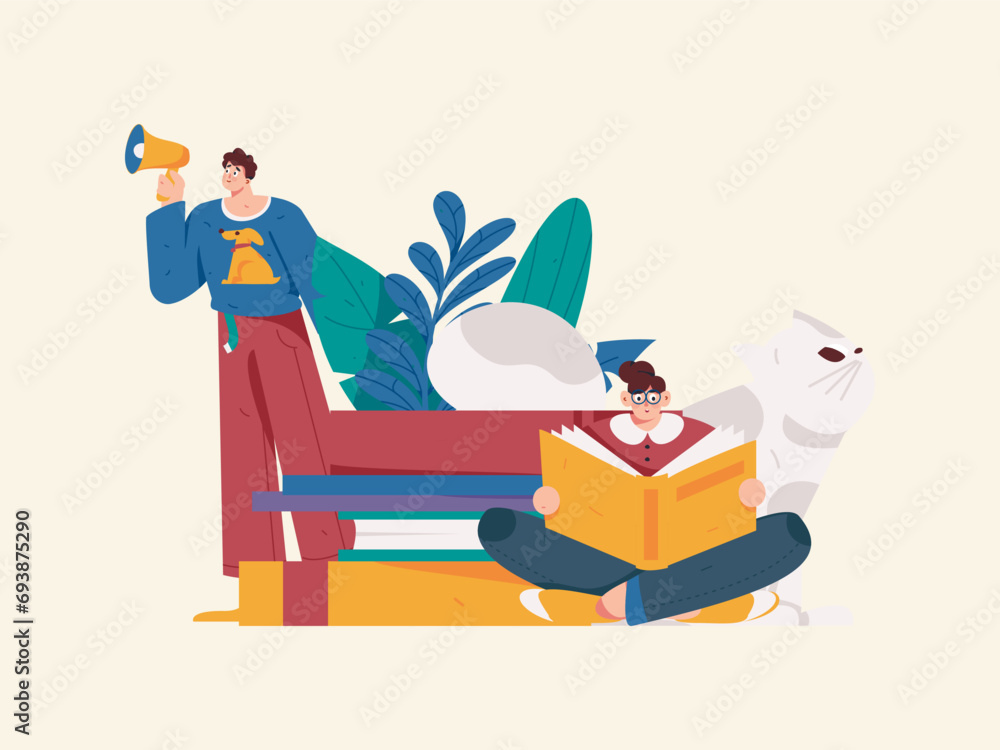 Education and learning people flat vector concept hand drawn illustration
Education and learning people flat vector concept hand drawn illustration
