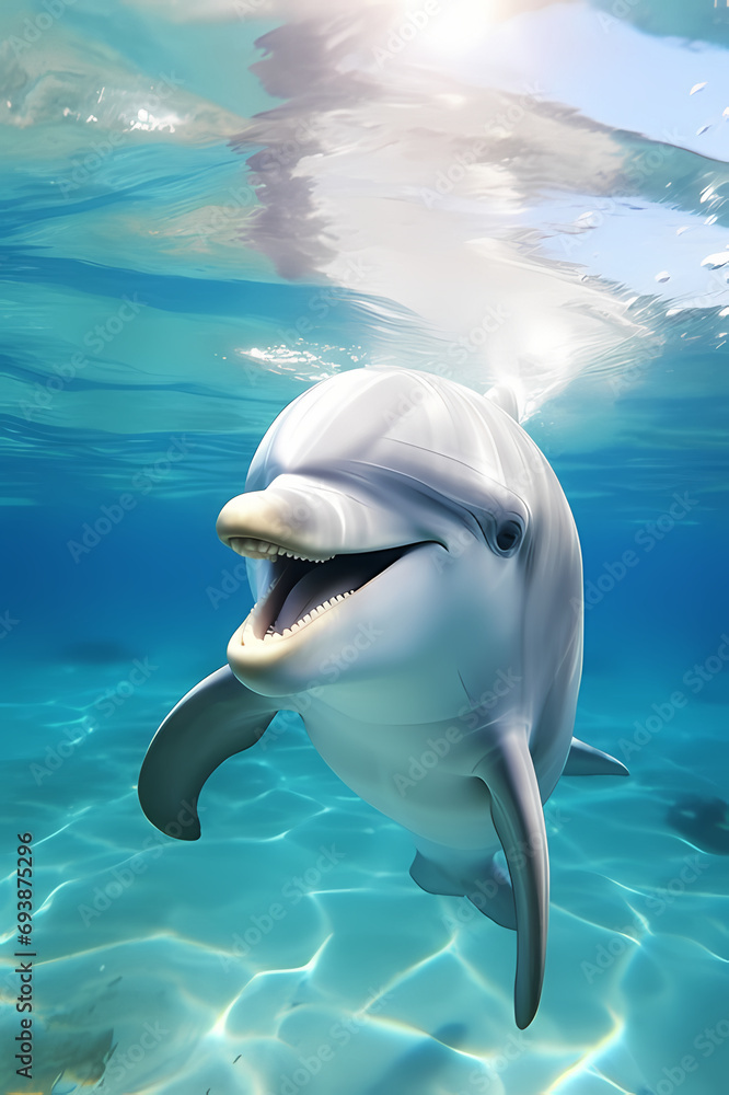 Fototapeta premium dolphin in the water, Generative AI 