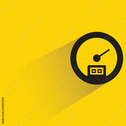 speedometer icon with shadow on yellow background