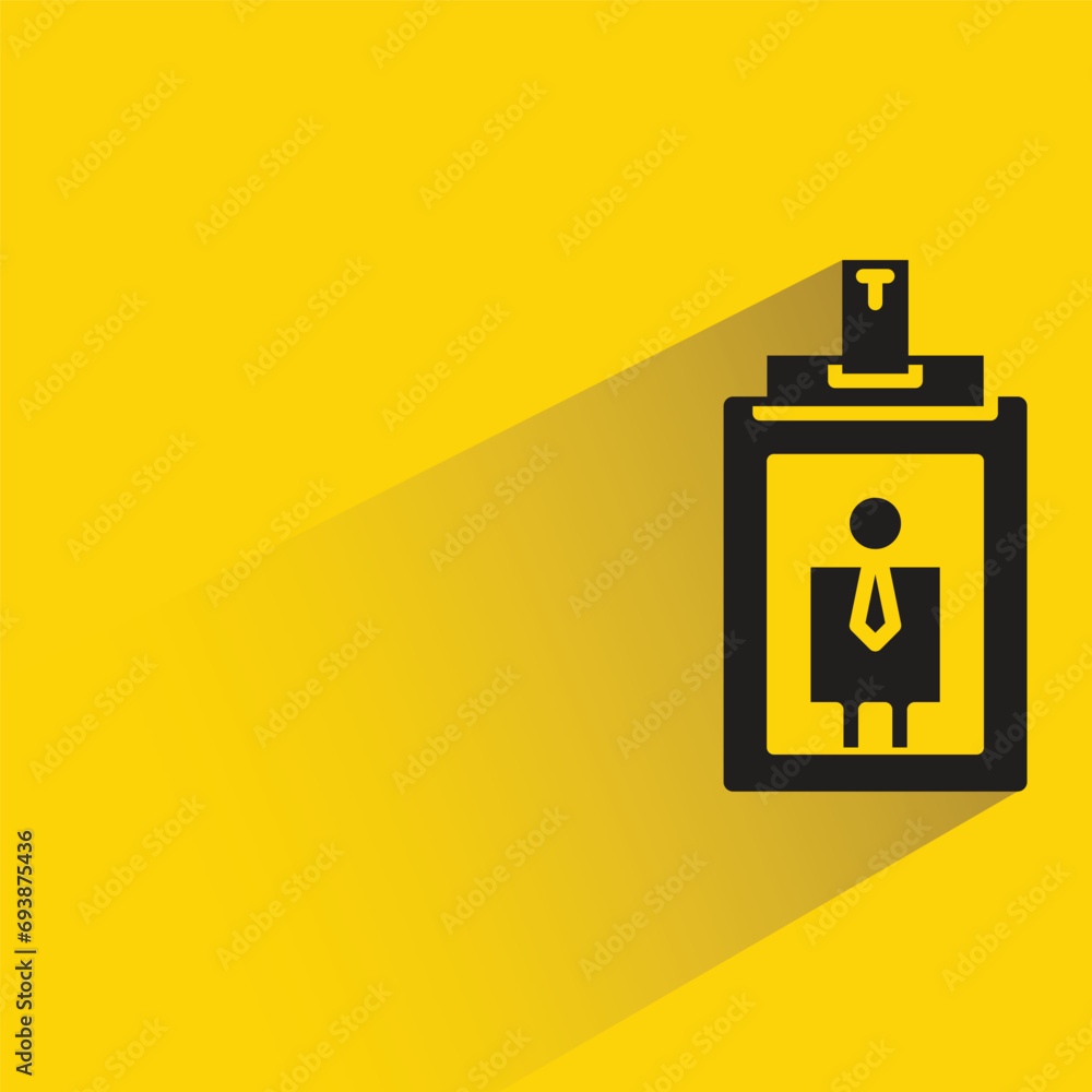 business card badge icon with shadow on yellow background business card badge icon with shadow on yellow background
