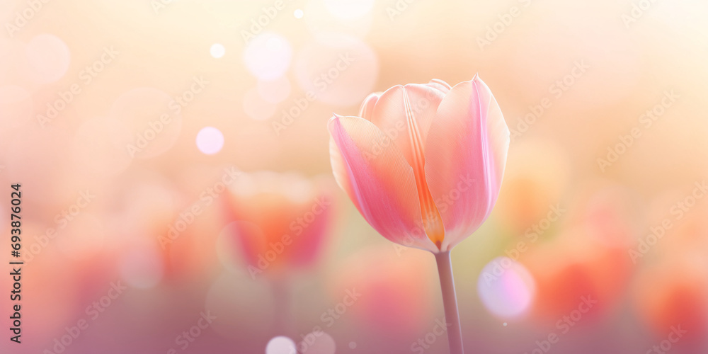 Romantic Valentine's Day floral blurred background symbolizing love, tulip blossom scene illustration