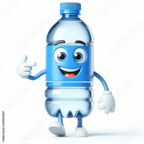 Funny cartoon water bottle. World Water Day. AI generated