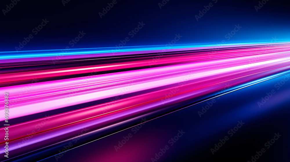 Abstract light fast motion blur background, futuristic technology glowing speed lines scene illustration - obrazy, fototapety, plakaty 