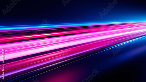 Abstract light fast motion blur background, futuristic technology glowing speed lines scene illustration photo