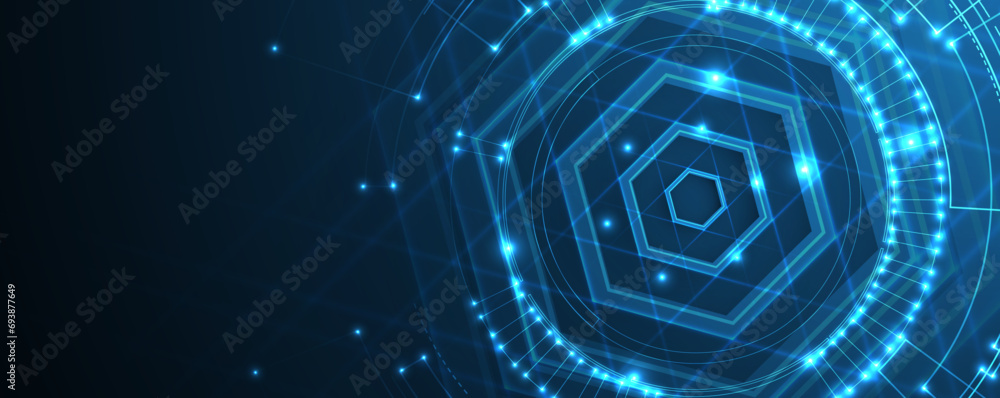 Obraz premium Abstract tech background. Futuristic technology interface with geometric shapes