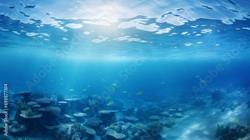 Underwater photo blue background © Merab