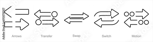 A set of 5 arrows icons as arrows, transfer, swap photo