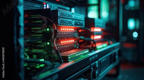 High Tech Data Center Server Racks with LED Lights