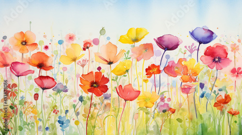 Watercolor wild flowers