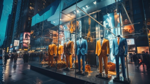Elegant Men's Fashion Display in Storefront Window photo