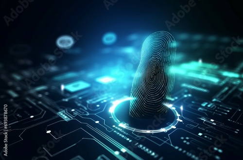 Future scanning fingerprint. Virtual and biometric technologies humans. Generate AI