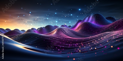 a purple and blue waves with stars
