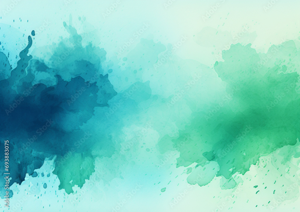 背景、バナー用の液体流体テクスチャーを持つティール色の青と緑による抽象的な水彩絵の具の背景,Abstract watercolor background by teal blue and green with liquid fluid texture for background, banner,Generative AI	 - obrazy, fototapety, plakaty 