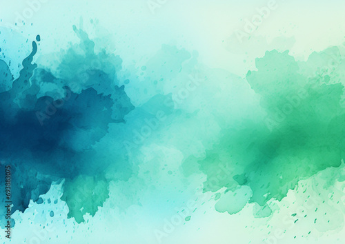 背景、バナー用の液体流体テクスチャーを持つティール色の青と緑による抽象的な水彩絵の具の背景,Abstract watercolor background by teal blue and green with liquid fluid texture for background, banner,Generative AI	