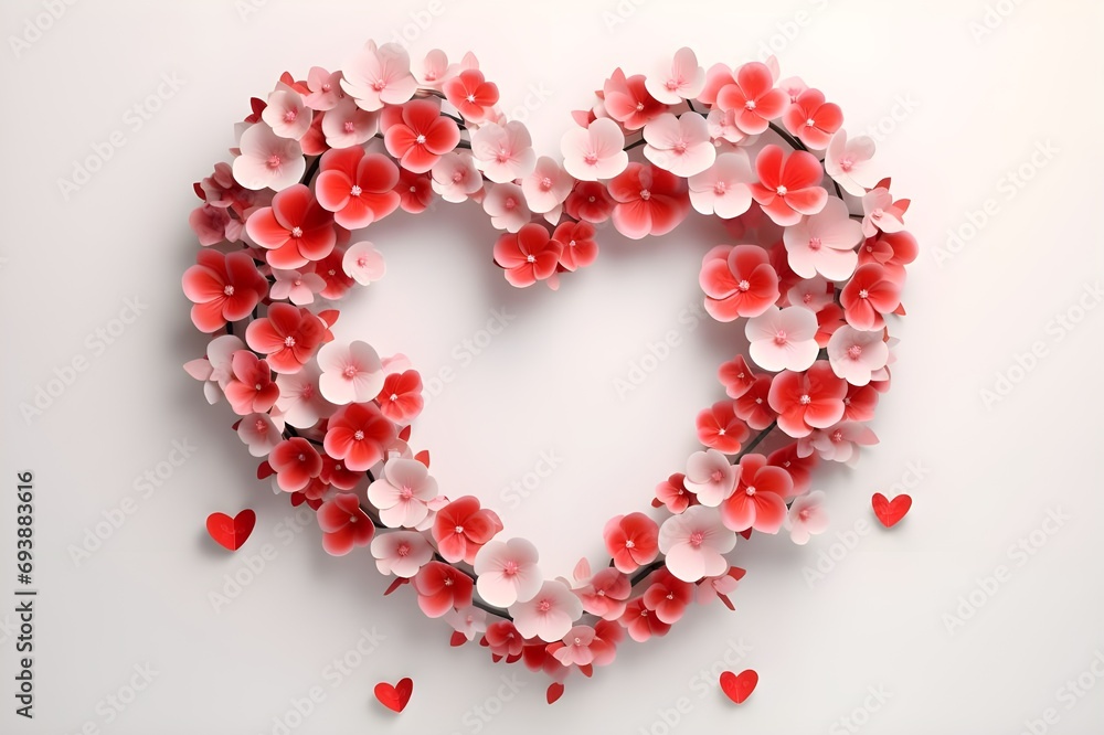 red heart made from flowers