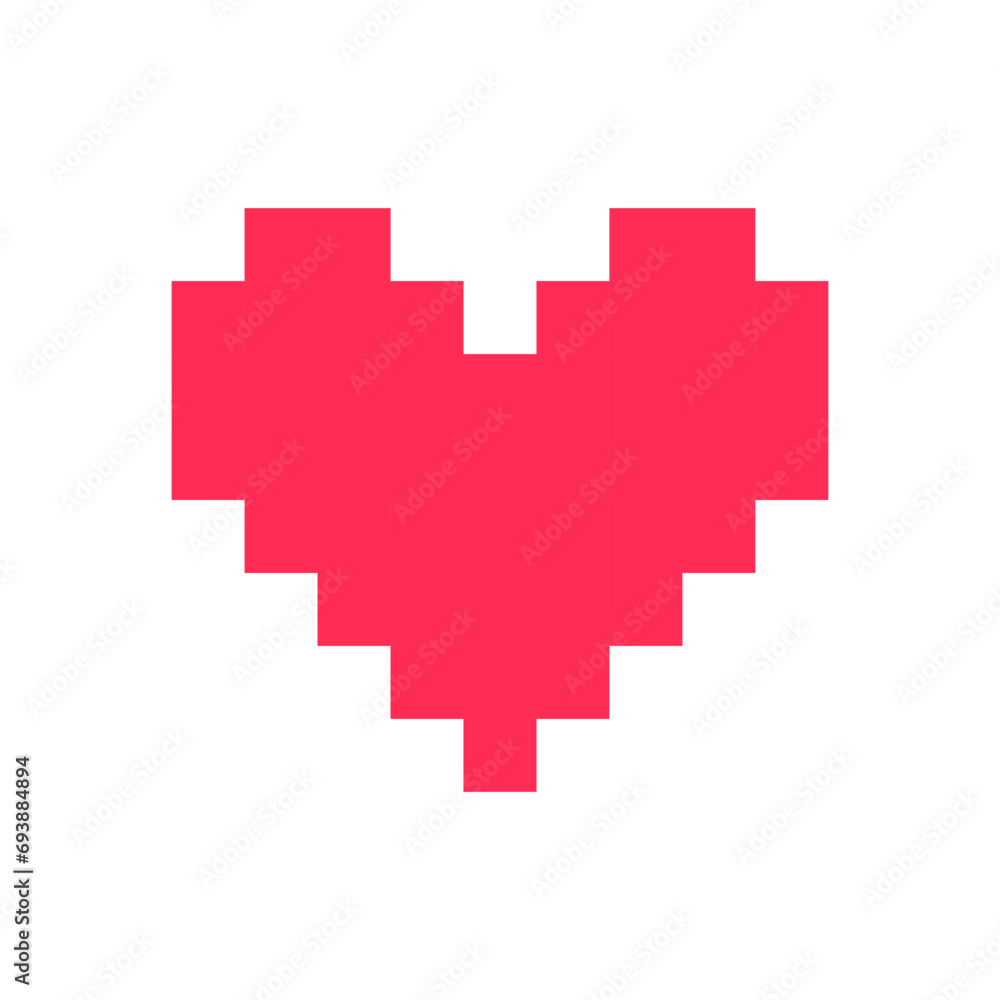 Pixel heart red 8 bit for poster pattern, print, design, elements Pixel heart red 8 bit for poster pattern, print, design, elements