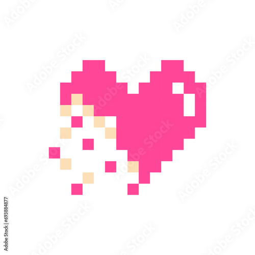 Pixel heart pink 8 bit for poster  print  design  elements
