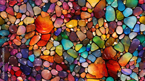 Fond de pierres précieuses de toutes les couleurs. Multicolores. Mosaïque, caillou, bijou, beauté. Pour conception et création graphique. photo
