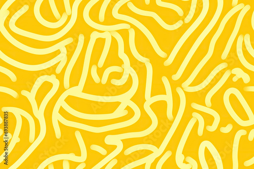 seamless pattern with lines, Noodle Ramen Pattern background on yellow background. Pasta food texture spaghetti geometric. 