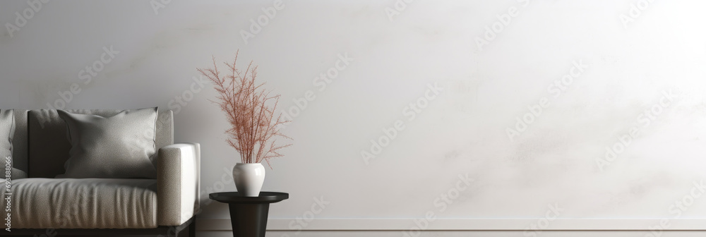 design of room interior with gray wall.Modern interior background, wall mock up, copy space for text