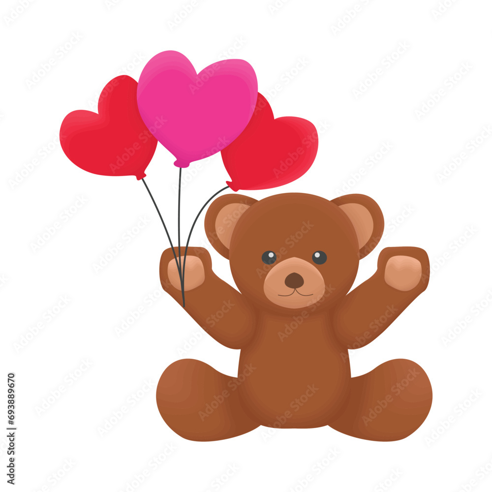 bear and heart balloon illustration