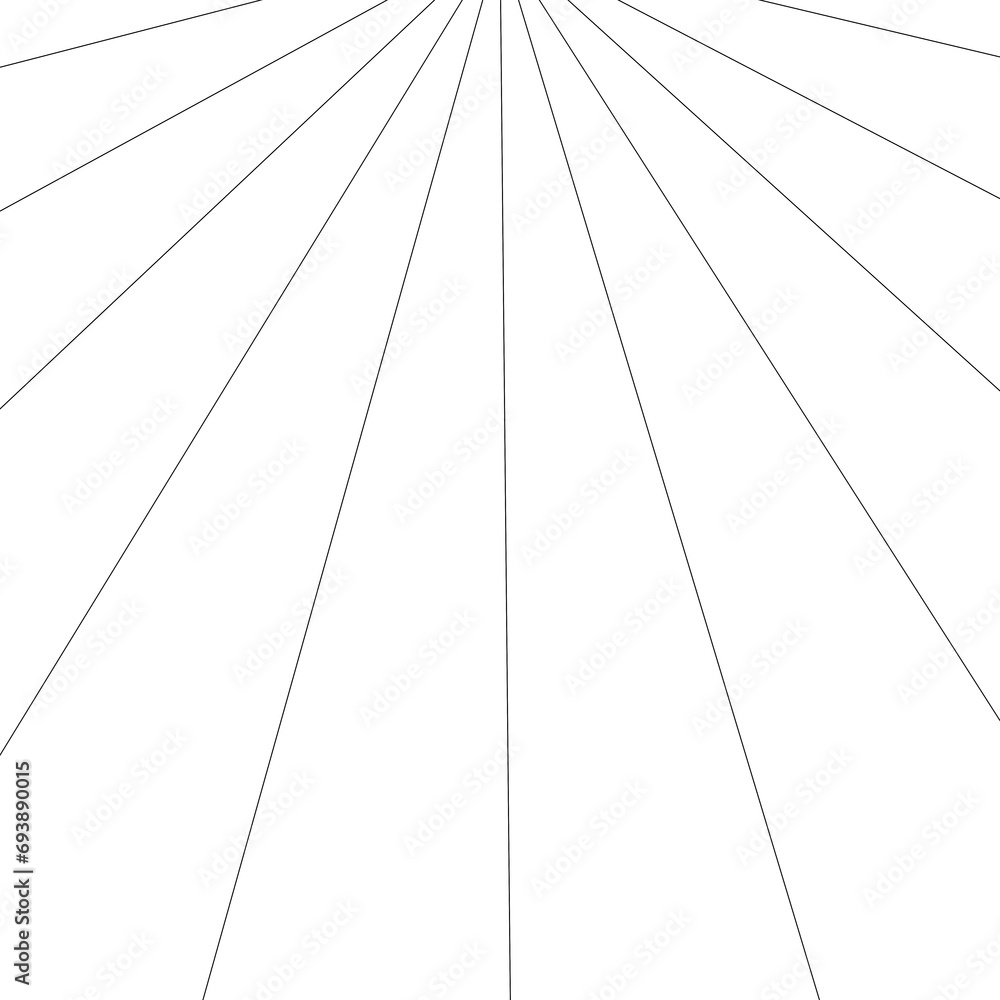 Fototapeta premium Abstract isolated wireframe illustration grid on transparent background. Thin black lines leading to horizont.