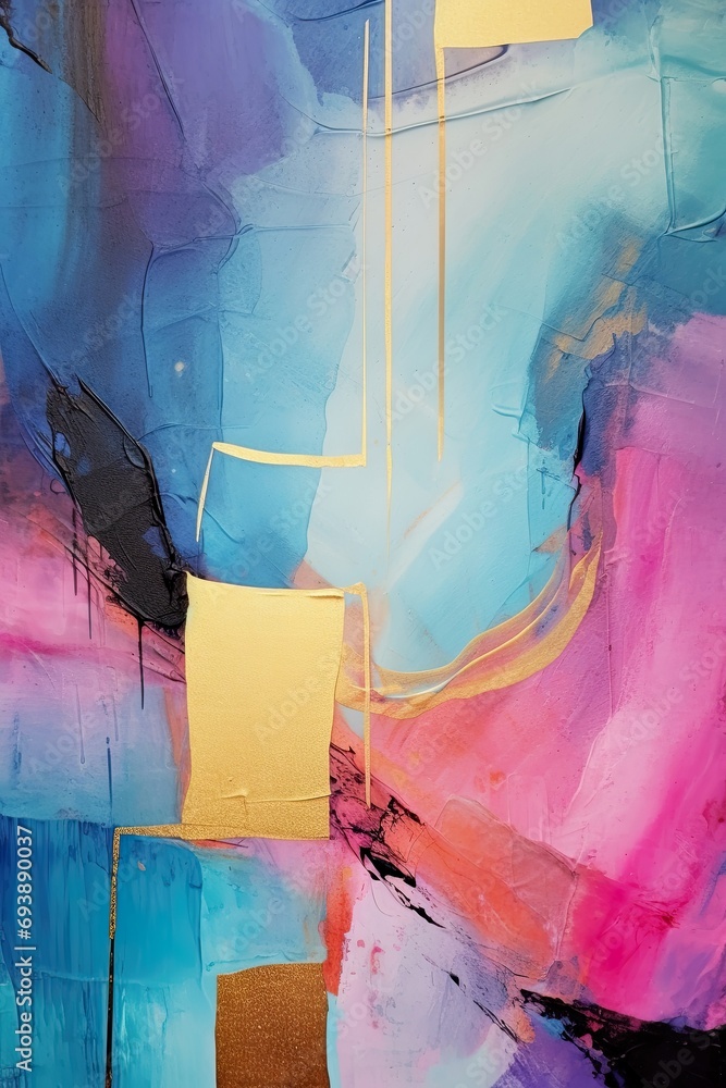 Abstract Colorful Oil Painting On Canvas Texture Hand Drawn Brush