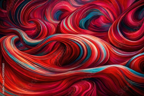 Vibrant Ruby Waves in Abstract Reverie