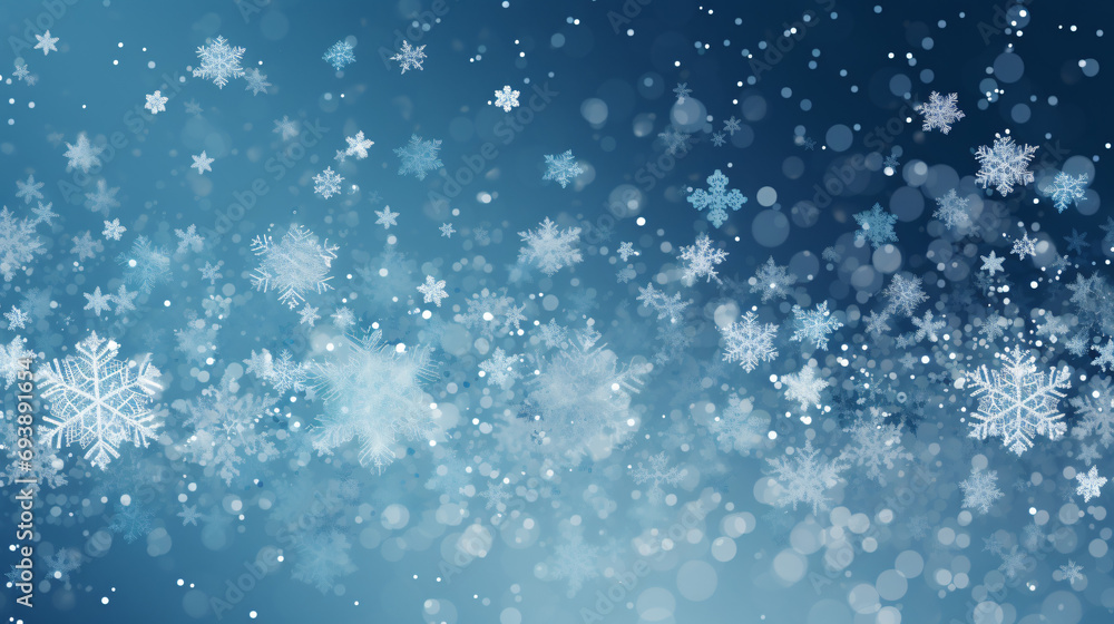 Snowflakes falling abstract design background