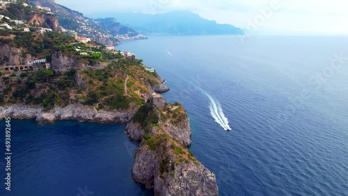 Torre del Capo di Conca - Italy - rocky headland on the Amalfitana coastal road photo