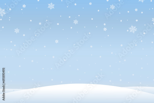 Christmas winter snow landscape background pine tree. Vector illustration. Christmas winter landscape with 3D realistic snow background