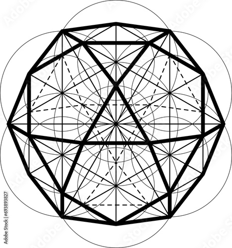 Icosidodecahedron With Base Vector Illustration photo