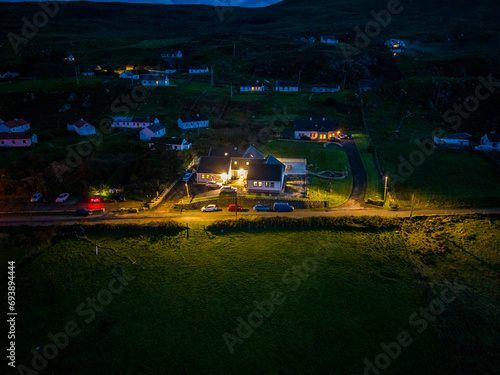 Aerial night view of Glencolumbkille in County Donegal, Republic of Irleand photo