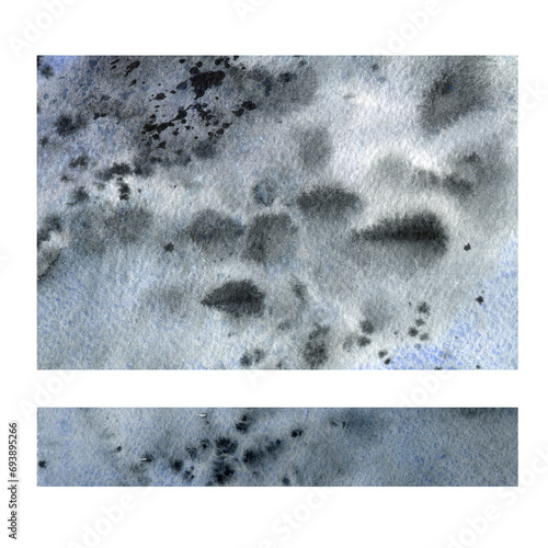 watercolor abstract gray background with spots and splashes.