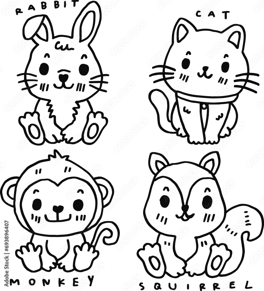 Obraz premium hand drawn cute animal and text for templates