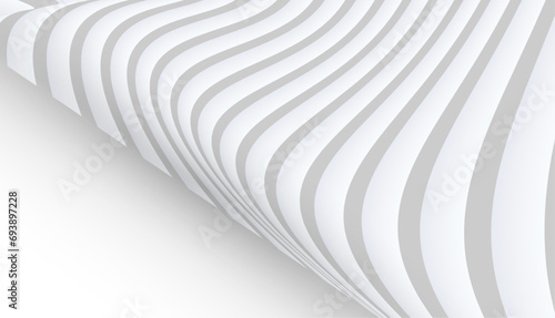 Abstract white gray striped background with 3d lines pattern, 3d architectura...