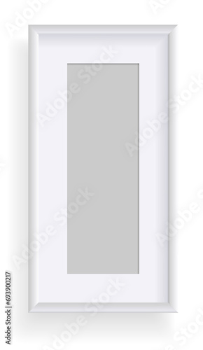 Photo frame isolated on white, rectangular frame mockup. Empty framing for presentations. Photo or picture painting frame, for art gallery interior. template