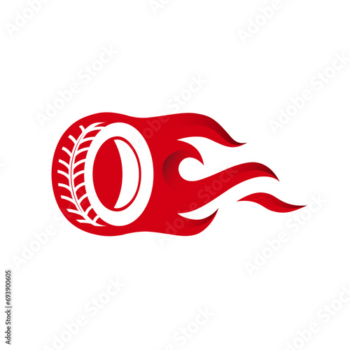 Fire wheel logo design. Fast speed with a firing tire icon. Car wheel in fire flame.