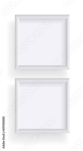 Photo frames isolated on white, rectangular frames mockup. Set of empty framing for presentations. Photo or picture painting frame, for art gallery interior. template