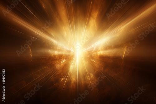 Radiant beams of light converging, symbolizing a focal point of energy within the abstract aura.