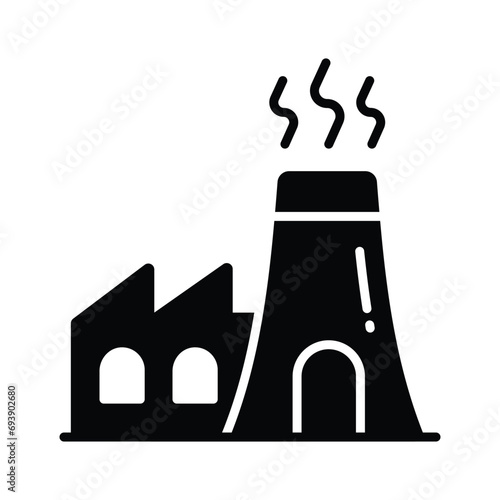 Manufacturing Plant, building with chimney showing concept icon of power plant or industry vector