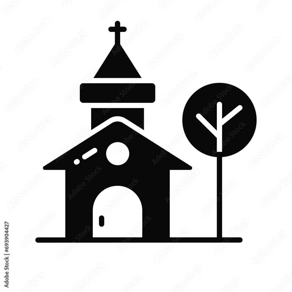 A christianity house vector flat style, church icon trendy design