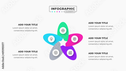 Vector presentation infographic design template with 5 steps or options