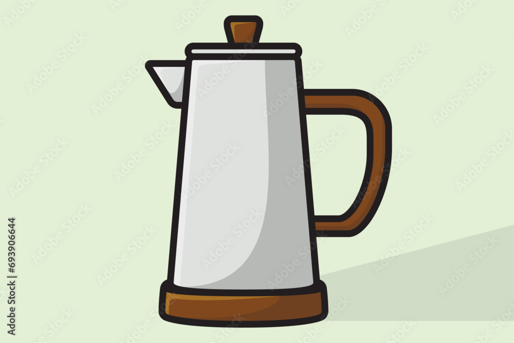 Obraz premium Beautiful Tea Kettle vector illustration. Kitchen interior object icon concept. Morning Tea Teapot with closed lid icon design on light orange background.