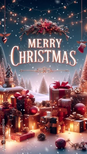 Marry Christmas. Looped Christmas snow.