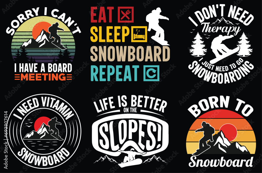 Snowboarding and Snowmobiling vector bundle T-shirt