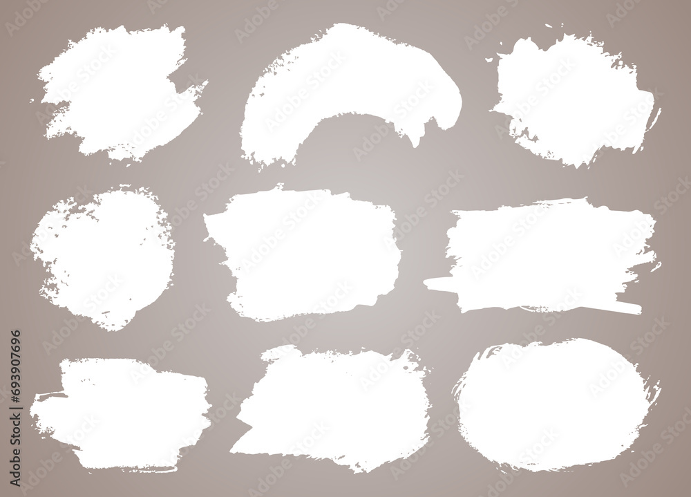 Abstract  paint set. Isolated grunge elements for paper design. Ink paint brush stains or spots on light background