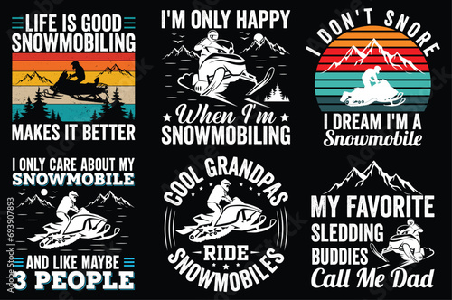 Snowboarding and Snowmobiling vector bundle T-shirt